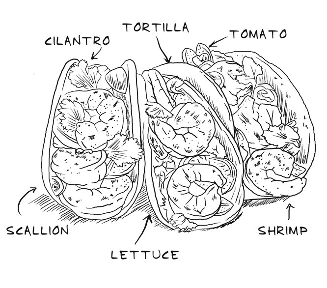 Food illustration drawn with lighter lines and sparse shading